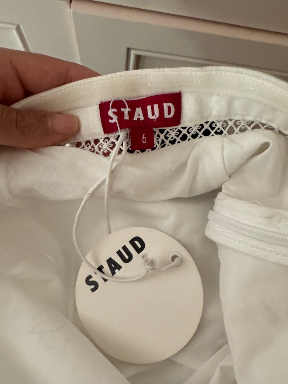 STAUD White Linen Mini Dress NWT - Picture 3 of 3